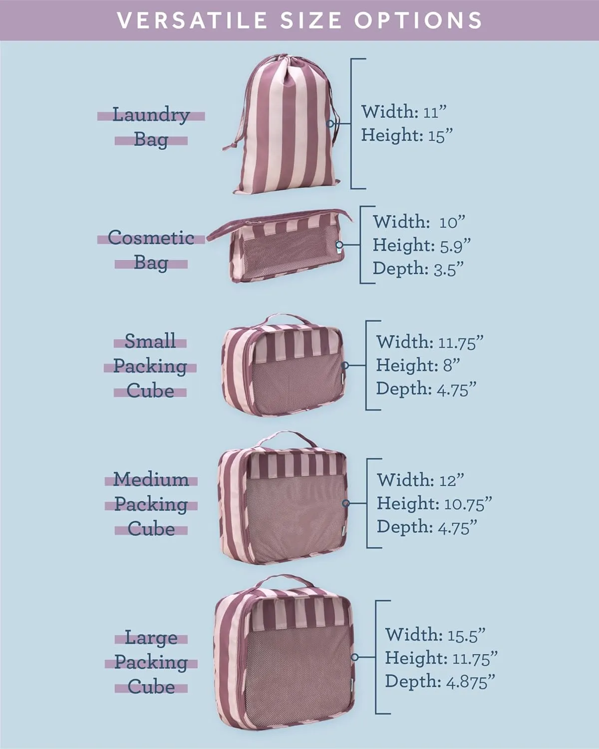 Bliss Travel Packing Cubes - 3 Pack/4 Pack/5 Pack Compact Suitcase Organizer, Durable Mesh Front Travel Cubes for Packing, Organizer Bags for Clothes, Toiletries, Cosmetics, Laundry, 5PC Pink Gaze