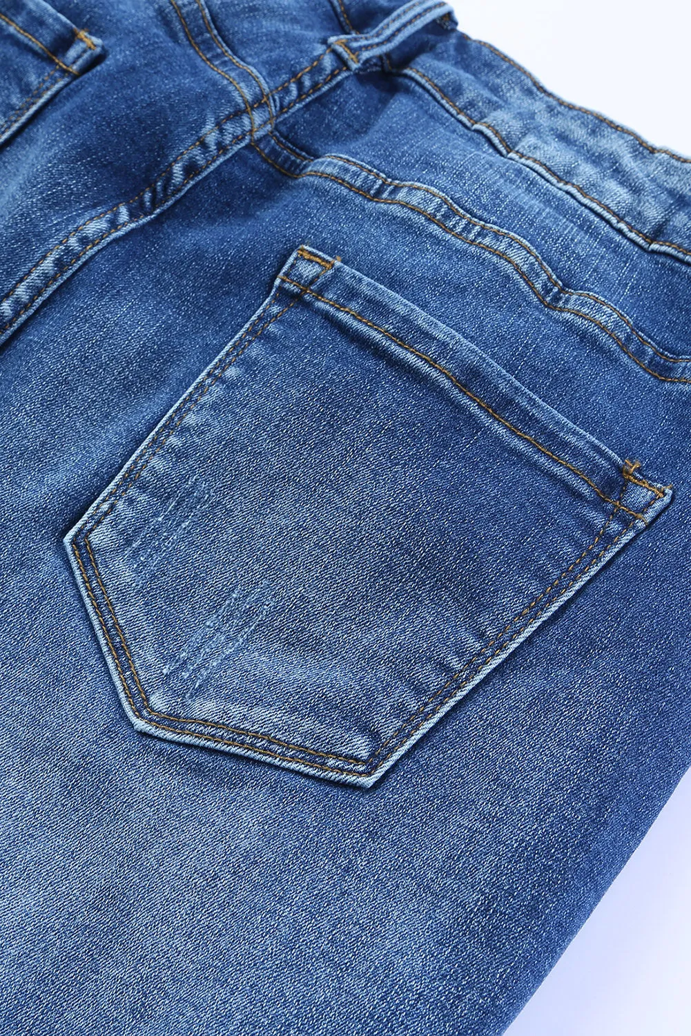 Blue Raw Hem Ankle-Length Skinny Jeans