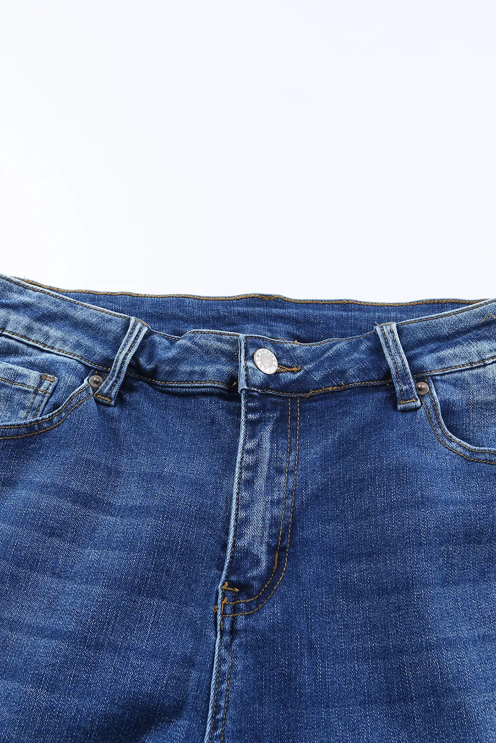Blue Raw Hem Ankle-Length Skinny Jeans