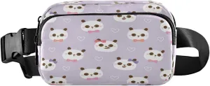 Boccsty Cartoon Panda Face Heart Belt Bag for Women Men Fanny Pack Small Waist Pouch Crossbody Bags for Outdoor Hiking Running Travel