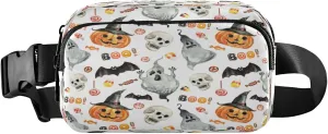 Boccsty Cheerful Happy Halloween Jack O Lantern Pumpkinspooky Ghost Belt Bag for Women Men Fanny Pack Small Waist Pouch Crossbody Bags for Outdoor Hiking Running Travel