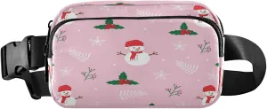 Boccsty Christmas Snowman Red White Belt Bag for Women Men Fanny Pack Small Waist Pouch Crossbody Bags for Outdoor Hiking Running Travel