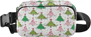 Boccsty Christmas Tree Green Red Belt Bag for Women Men Fanny Pack Small Waist Pouch Crossbody Bags for Outdoor Hiking Running Travel