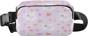 Boccsty Cute Bear Hearts Design Belt Bag for Women Men Fanny Pack Small Waist Pouch Crossbody Bags for Outdoor Hiking Running Travel