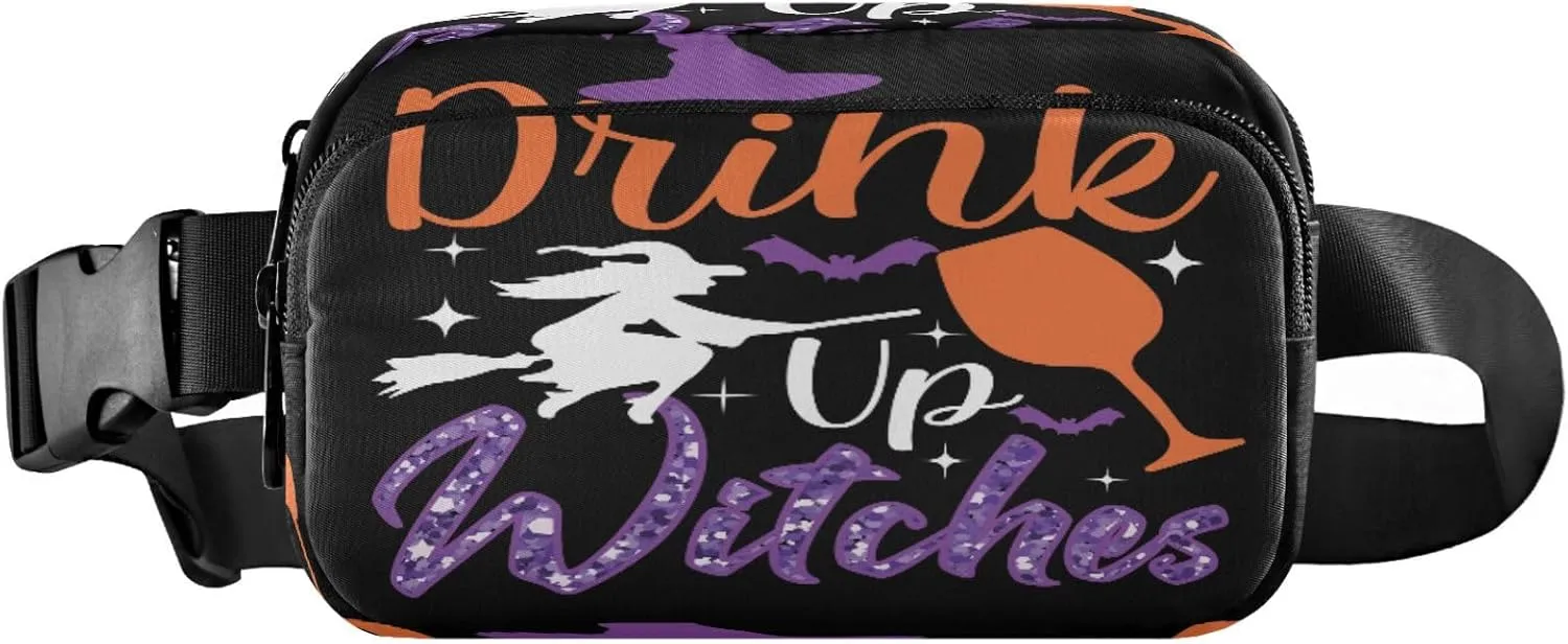 Boccsty Drink Up Witches Matching Halloween Belt Bag for Women Men Fanny Pack Small Waist Pouch Crossbody Bags for Outdoor Hiking Running Travel
