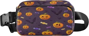 Boccsty Halloween Bats Pumpkins Belt Bag for Women Men Candy Fanny Pack Small Waist Pouch Crossbody Bags for Outdoor Hiking Running Travel