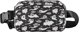 Boccsty Halloween Belt Bag for Women Men Cute Ghost Boo Fanny Pack Small Waist Pouch Crossbody Bags for Outdoor Hiking Running Travel