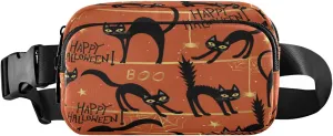 Boccsty Halloween Black Cat Belt Bag for Women Men Fanny Pack Small Waist Pouch Crossbody Bags for Outdoor Hiking Running Travel