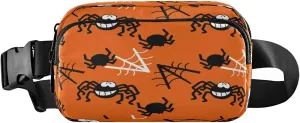 Boccsty Halloween Black Spider Web Belt Bag for Women Men Fanny Pack Small Waist Pouch Crossbody Bags for Outdoor Hiking Running Travel