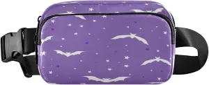 Boccsty Halloween Cute Bat Stars Belt Bag for Women Men Fanny Pack Small Waist Pouch Crossbody Bags for Outdoor Hiking Running Travel