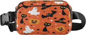 Boccsty Halloween Ghost Belt Bag for Women Men Pumpkin Witch Hat Fanny Pack Small Waist Pouch Crossbody Bags for Outdoor Hiking Running Travel