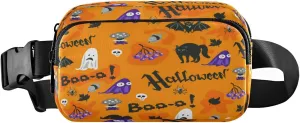 Boccsty Halloween Ghost Belt Bag for Women Men Skull Black Cat Fanny Pack Small Waist Pouch Crossbody Bags for Outdoor Hiking Running Travel