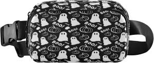 Boccsty Halloween Ghosts Pumpkins Boo Belt Bag for Women Men Trick Or Treat Black Fanny Pack Small Waist Pouch Crossbody Bags for Outdoor Hiking Running Travel