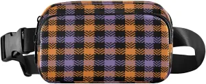 Boccsty Halloween Gingham Check Plaid Belt Bag for Women Men Lattice Fanny Pack Small Waist Pouch Crossbody Bags for Outdoor Hiking Running Travel