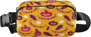 Boccsty Halloween Pumpkin Belt Bag for Women Men Skull Candy Fanny Pack Small Waist Pouch Crossbody Bags for Outdoor Hiking Running Travel