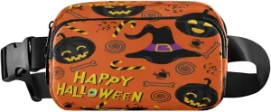 Boccsty Halloween Pumpkin Candies Belt Bag for Women Men Witch Hat Fanny Pack Small Waist Pouch Crossbody Bags for Outdoor Hiking Running Travel