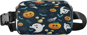 Boccsty Halloween Pumpkin Ghost Belt Bag for Women Men Fanny Pack Small Waist Pouch Crossbody Bags for Outdoor Hiking Running Travel