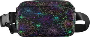 Boccsty Halloween Spider Belt Bag for Women Men Colorful Fanny Pack Small Waist Pouch Crossbody Bags for Outdoor Hiking Running Travel