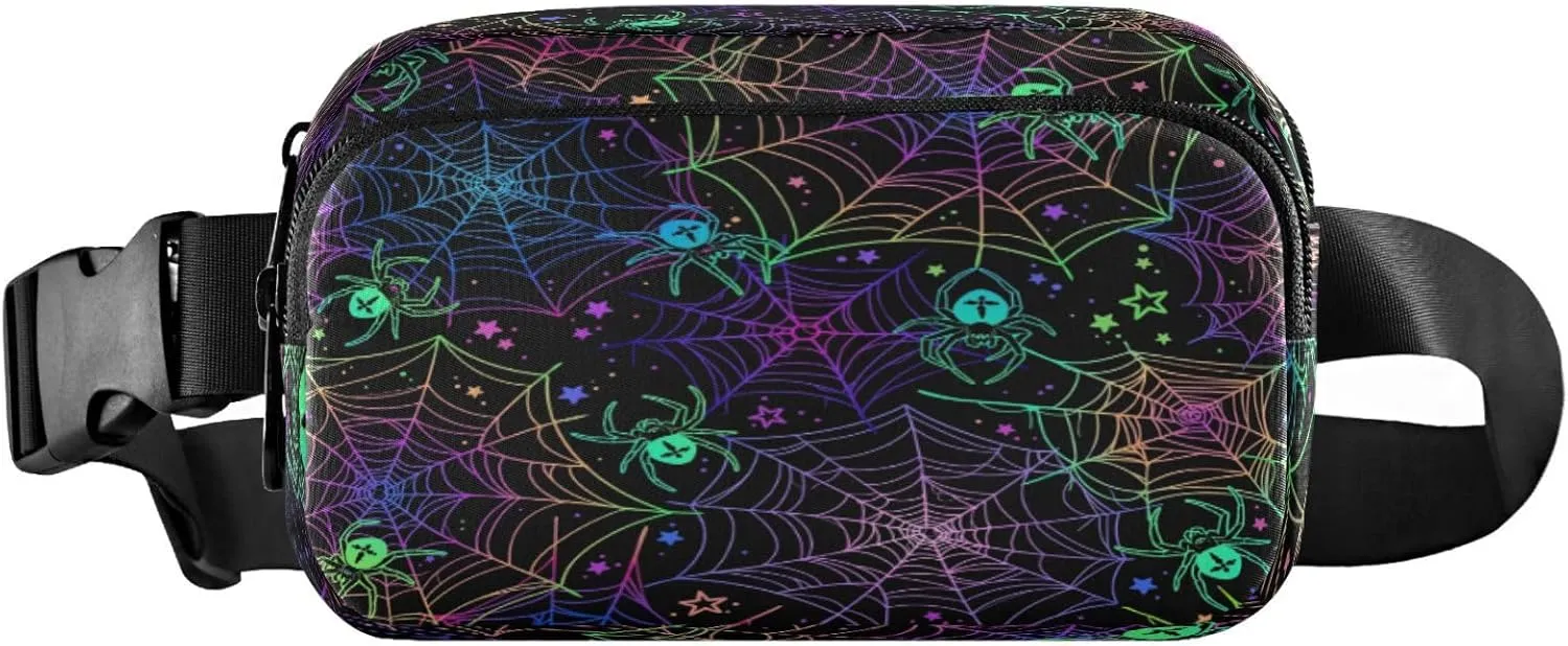 Boccsty Halloween Spider Belt Bag for Women Men Colorful Fanny Pack Small Waist Pouch Crossbody Bags for Outdoor Hiking Running Travel