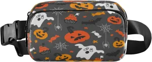 Boccsty Halloween Spider Web Pumpkin Belt Bag for Women Men Bat Stars Ghost Fanny Pack Small Waist Pouch Crossbody Bags for Outdoor Hiking Running Travel
