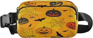Boccsty Halloween Spider Web Pumpkin Belt Bag for Women Men Bats Fanny Pack Small Waist Pouch Crossbody Bags for Outdoor Hiking Running Travel