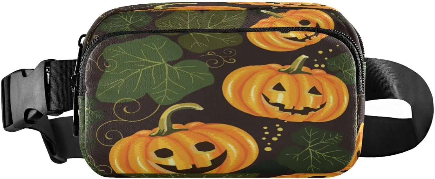 Boccsty Halloween Three Pumpkins Belt Bag for Women Men Fanny Pack Small Waist Pouch Crossbody Bags for Outdoor Hiking Running Travel