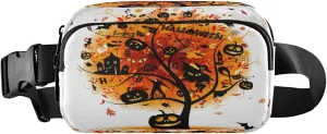 Boccsty Halloween Tree Belt Bag for Women Men Funny Pumpkin Bat Fanny Pack Small Waist Pouch Crossbody Bags for Outdoor Hiking Running Travel