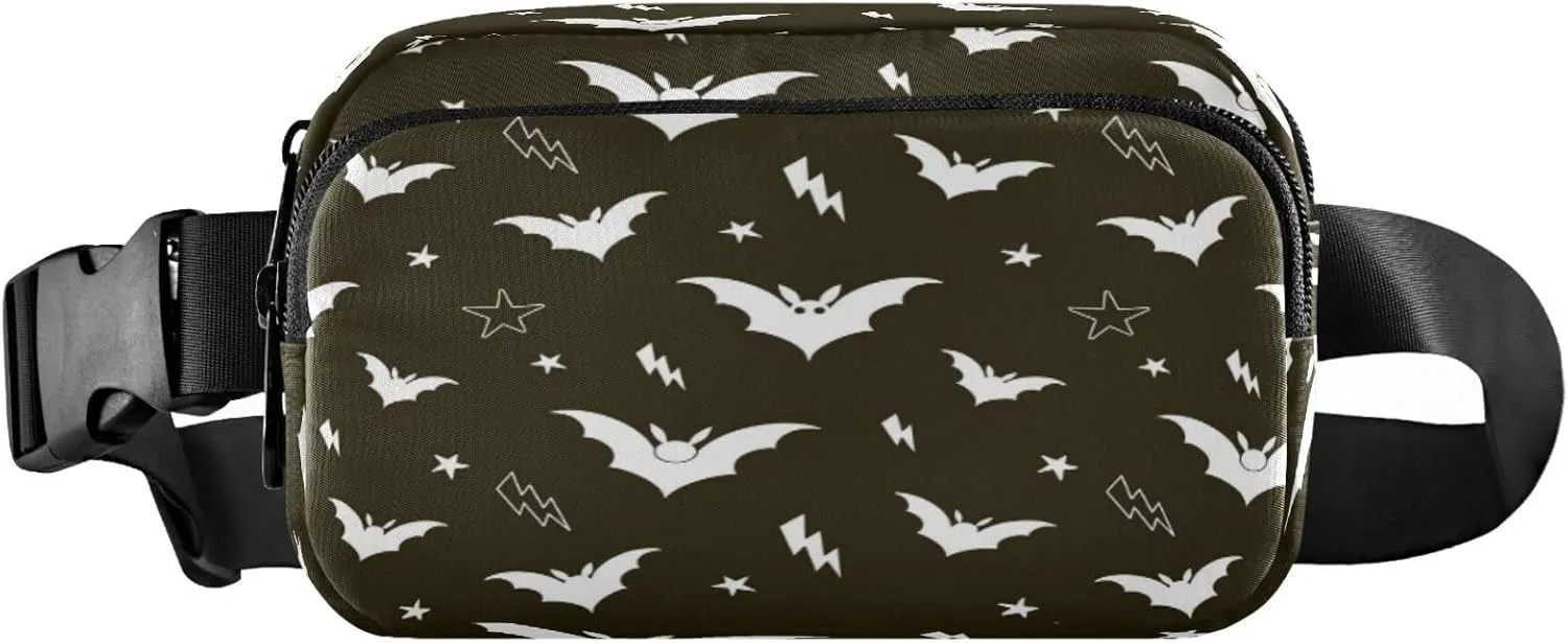 Boccsty Happy Halloween Bat Stars Belt Bag for Women Men Fanny Pack Small Waist Pouch Crossbody Bags for Outdoor Hiking Running Travel