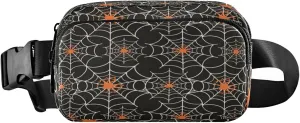 Boccsty Happy Halloween Cobweb Belt Bag for Women Men Spider Web Fanny Pack Small Waist Pouch Crossbody Bags for Outdoor Hiking Running Travel