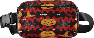 Boccsty Pumpkin Sipder Web Belt Bag for Women Men Halloween Fanny Pack Small Waist Pouch Crossbody Bags for Outdoor Hiking Running Travel