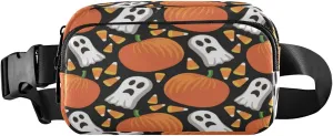 Boccsty Pumpkins Spooky Ghost Belt Bag for Women Men Halloween Candy Fanny Pack Small Waist Pouch Crossbody Bags for Outdoor Hiking Running Travel