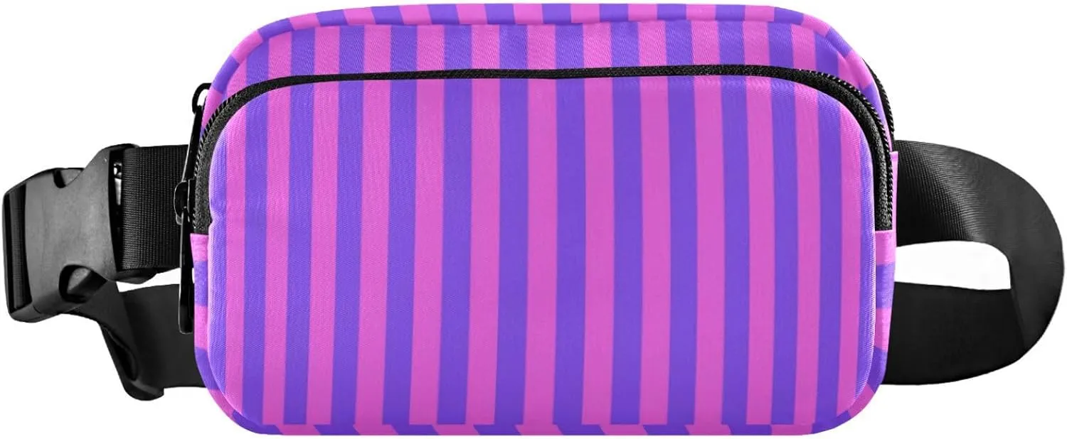 Boccsty Stripe Purple Vertical Stripe Belt Bag for Women Men Fanny Pack Small Waist Pouch Crossbody Bags for Outdoor Hiking Running Travel