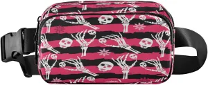 Boccsty Sugar Skulls Flowers Halloween Belt Bag for Women Men Fanny Pack Small Waist Pouch Crossbody Bags for Outdoor Hiking Running Travel