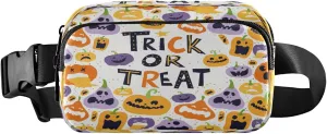 Boccsty Trick Or Treat Halloween Pumpkin Belt Bag for Women Men Fanny Pack Small Waist Pouch Crossbody Bags for Outdoor Hiking Running Travel