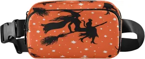 Boccsty Witches Halloween Belt Bag for Women Men Star Orange Fanny Pack Small Waist Pouch Crossbody Bags for Outdoor Hiking Running Travel