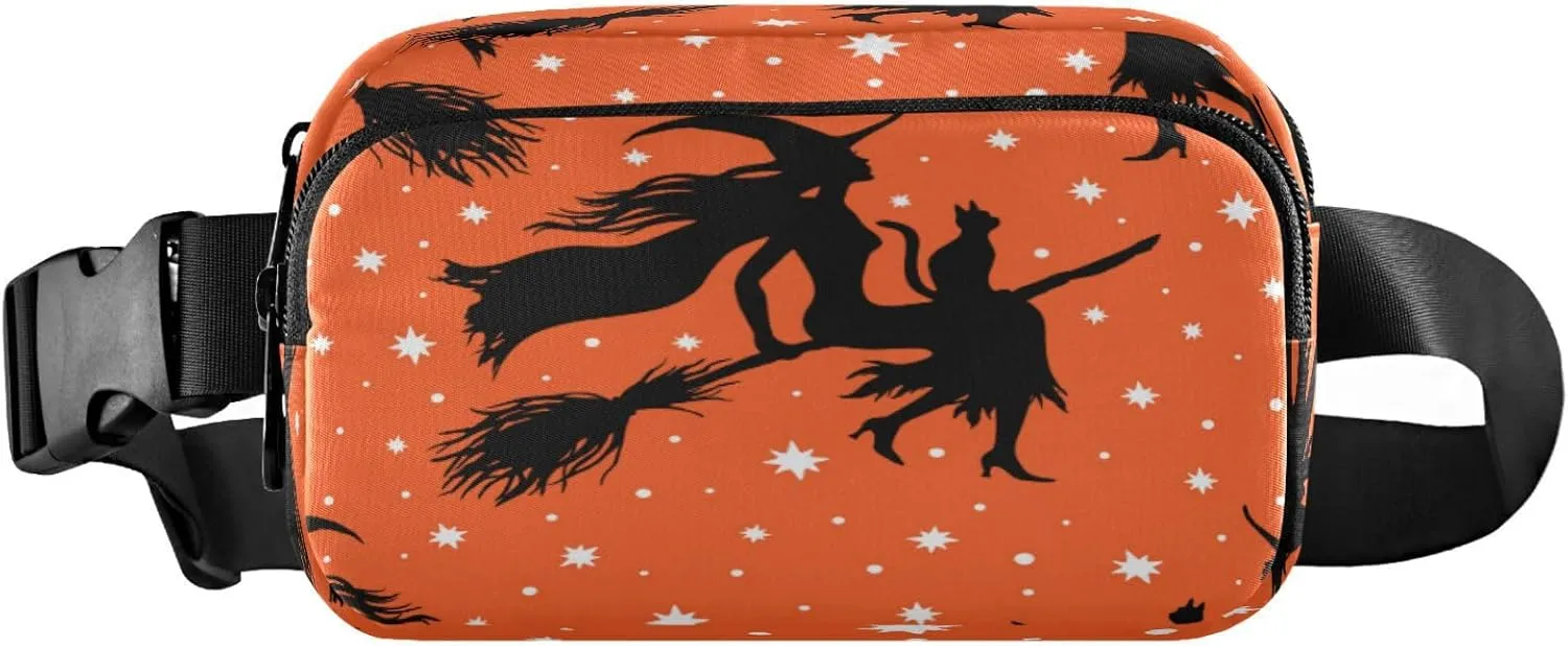 Boccsty Witches Halloween Belt Bag for Women Men Star Orange Fanny Pack Small Waist Pouch Crossbody Bags for Outdoor Hiking Running Travel