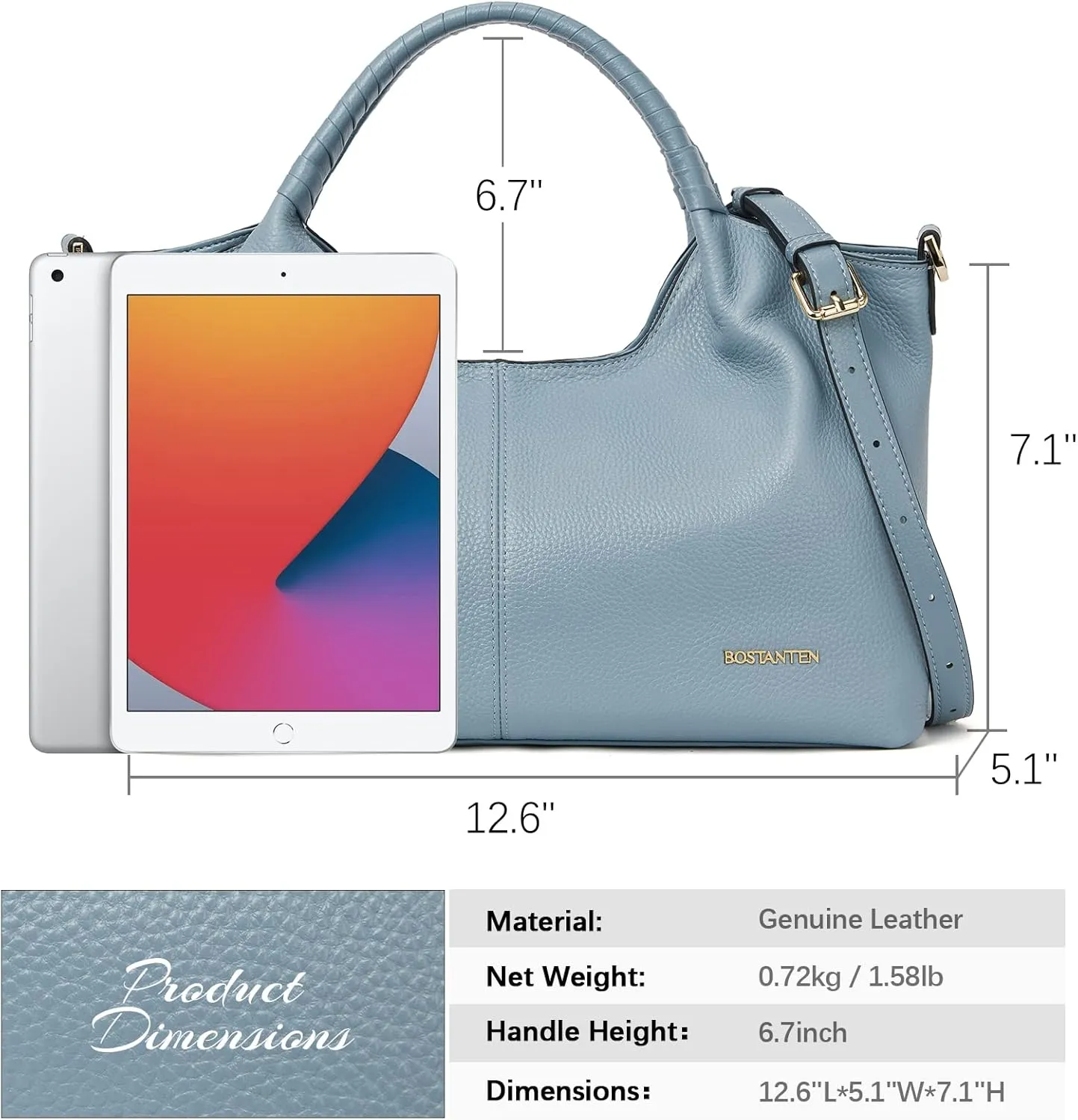 BOSTANTEN Genuine Leather Purses for Women Designer Handbags Crossbody Shoulder Bags Top Handle Satchel with Adjustable Strap