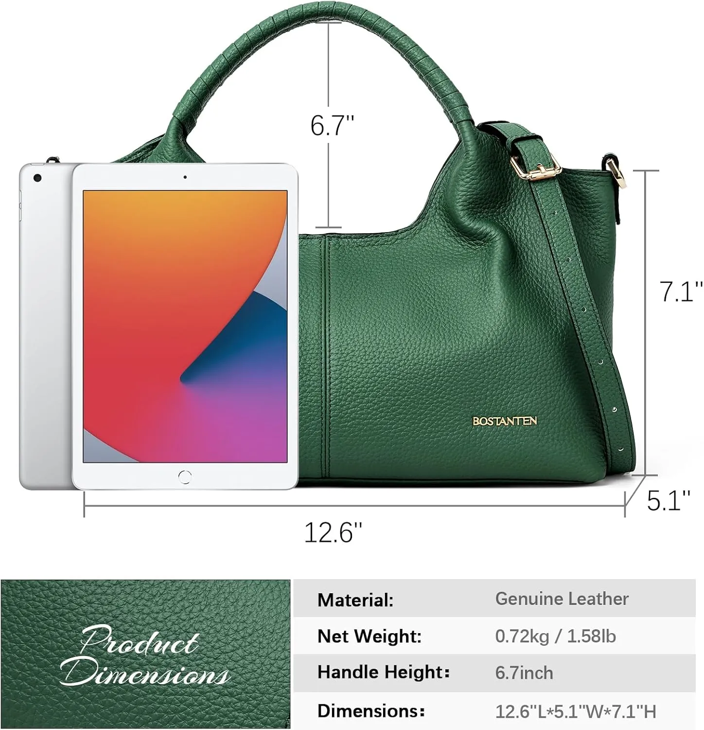 BOSTANTEN Genuine Leather Purses for Women Designer Handbags Crossbody Shoulder Bags Top Handle Satchel with Adjustable Strap