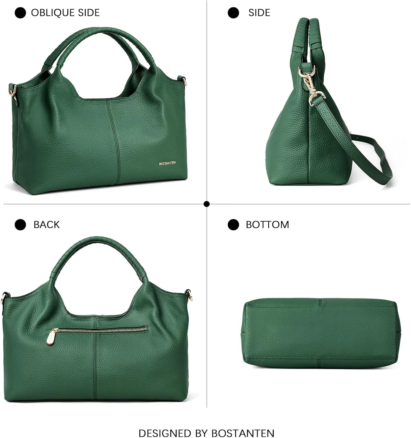 BOSTANTEN Genuine Leather Purses for Women Designer Handbags Crossbody Shoulder Bags Top Handle Satchel with Adjustable Strap