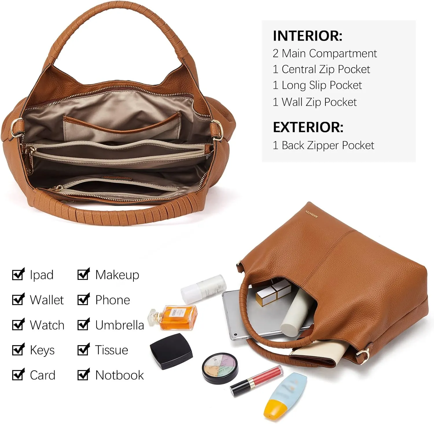 BOSTANTEN Genuine Leather Purses for Women Designer Handbags Crossbody Shoulder Bags Top Handle Satchel with Adjustable Strap