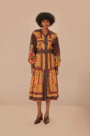Brown Charming Garden Scarves Midi Chemise