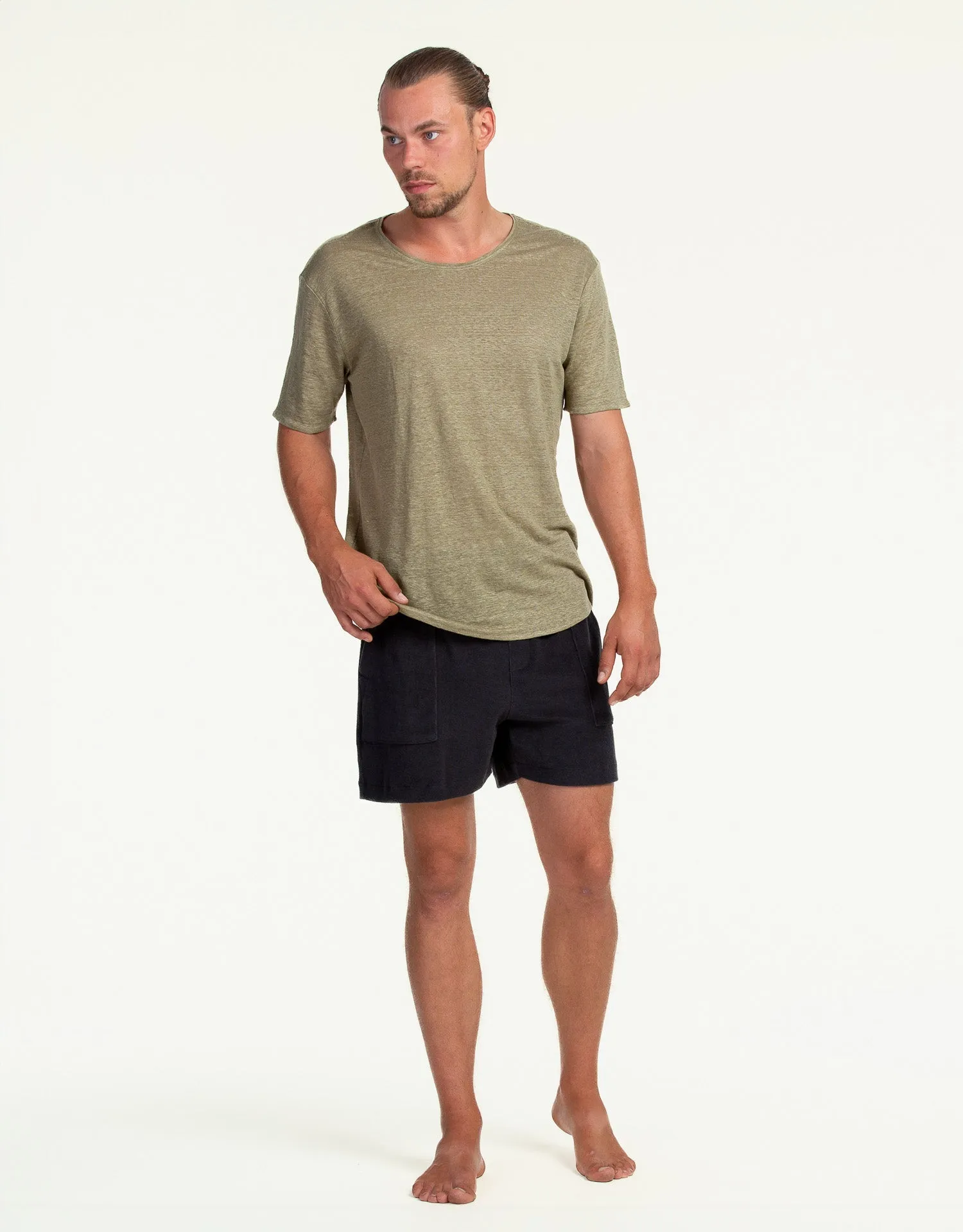 C-NECK LINEN OLIVE