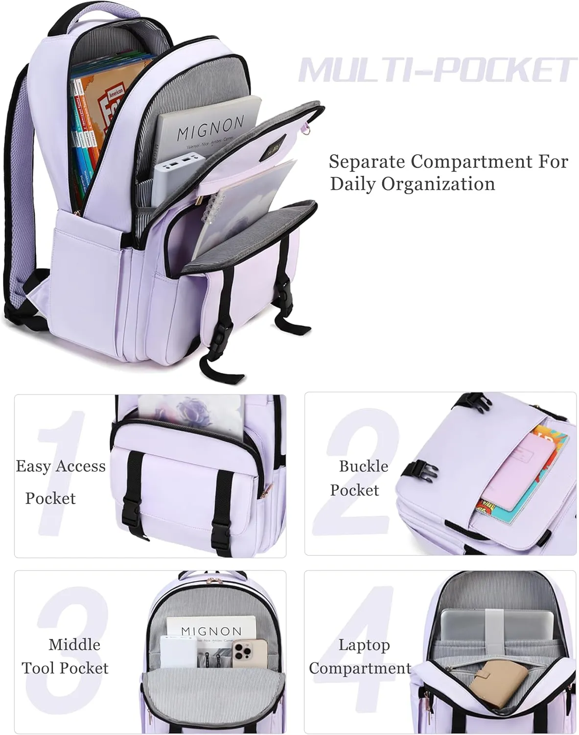 Caoroky knight Women Laptop Backpack 15.6 Inch Office Business Work Backpacks Purse Anti Theft Travel Back Pack School College Bookbag Nurse Teacher Learning Daypack Computer Rucksack,Purple