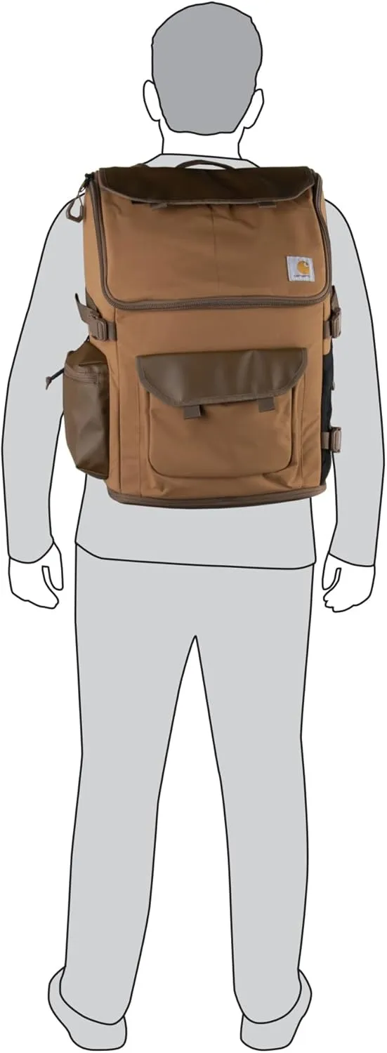 Carhartt 35L Nylon Workday Backpack, Durable Water-Resistant Pack with 15" Laptop Sleeve and Adjustable Shoulder Straps, Brown, One Size