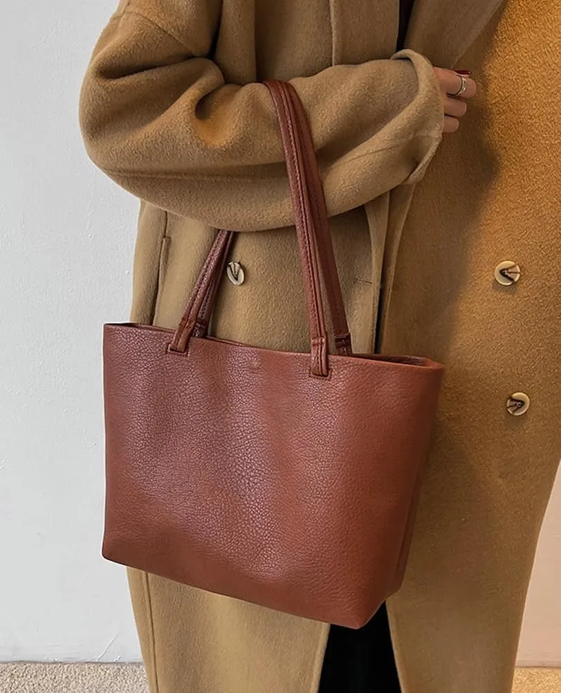 Casual Tote Bags for Women Soft Shoulder Purses Ladies Large Top Handle Handbag Working Satchels 2pcs