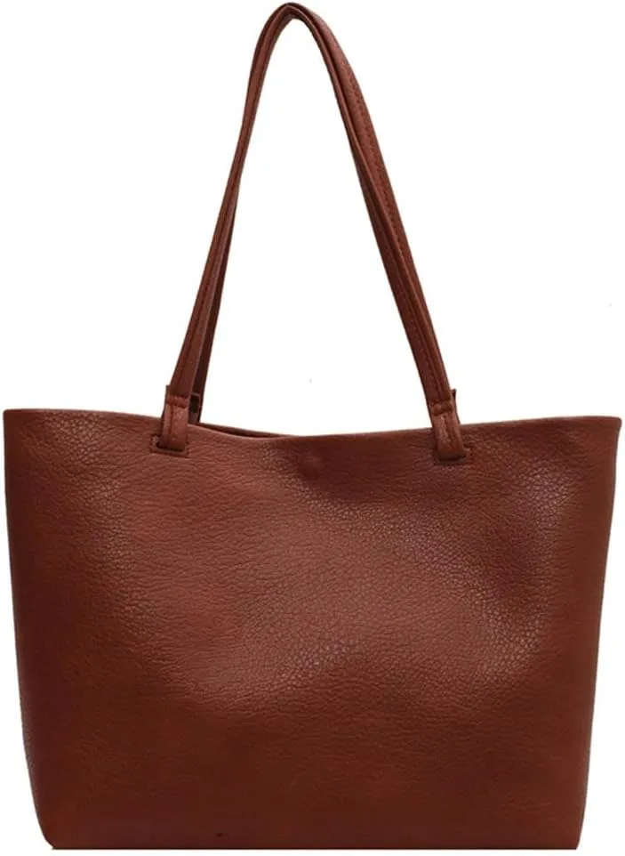 Casual Tote Bags for Women Soft Shoulder Purses Ladies Large Top Handle Handbag Working Satchels 2pcs
