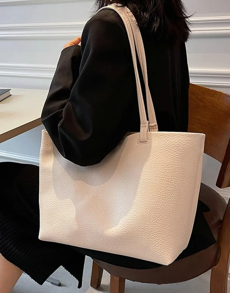 Casual Tote Bags for Women Soft Shoulder Purses Ladies Large Top Handle Handbag Working Satchels 2pcs