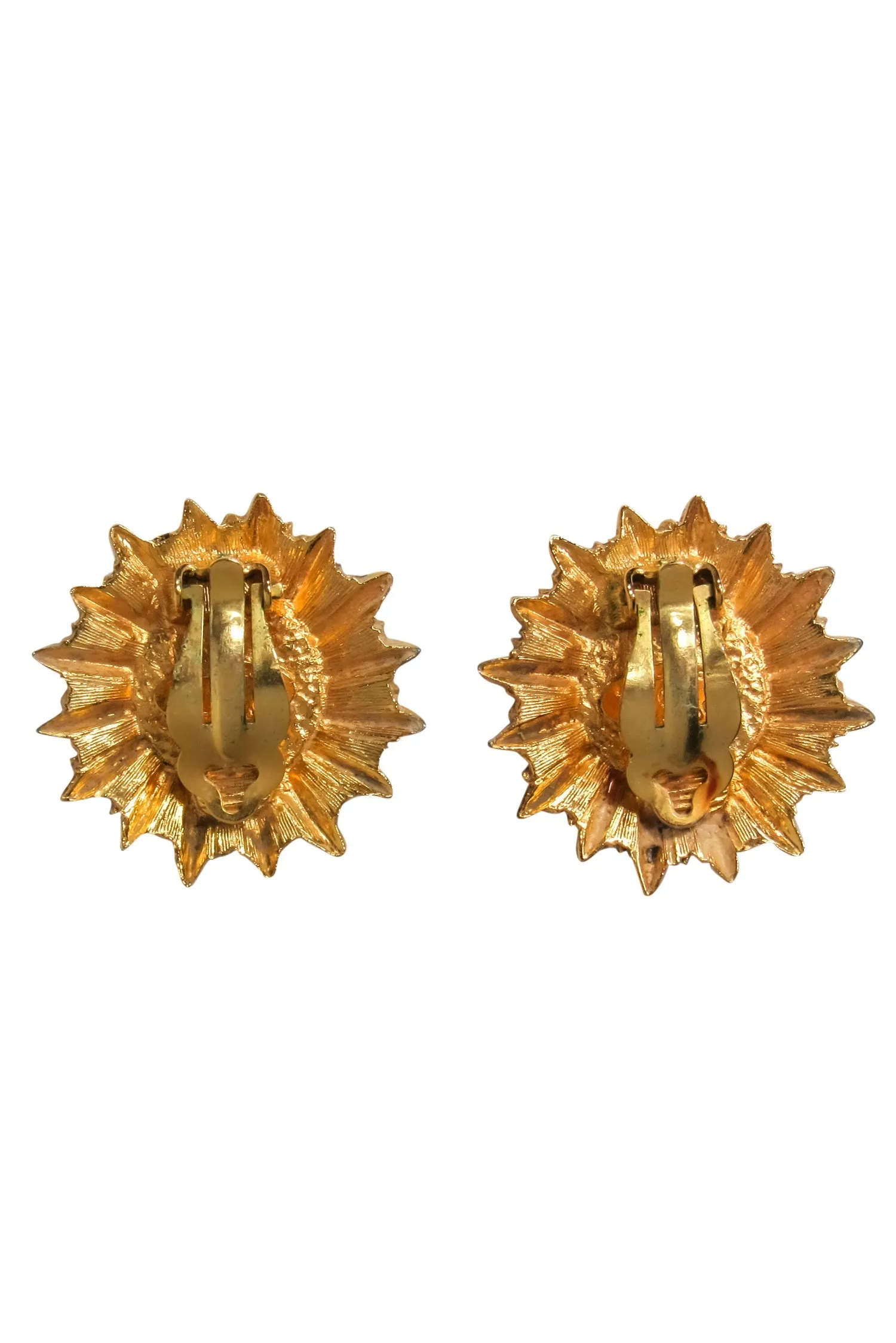 Chanel - Gold & Pearl Sun Design Clip-On Earrings