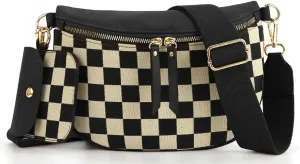 Checkered Crossbody Bags for Women Bum Bag Hobo Satchels Shoulder Wallet Purses
