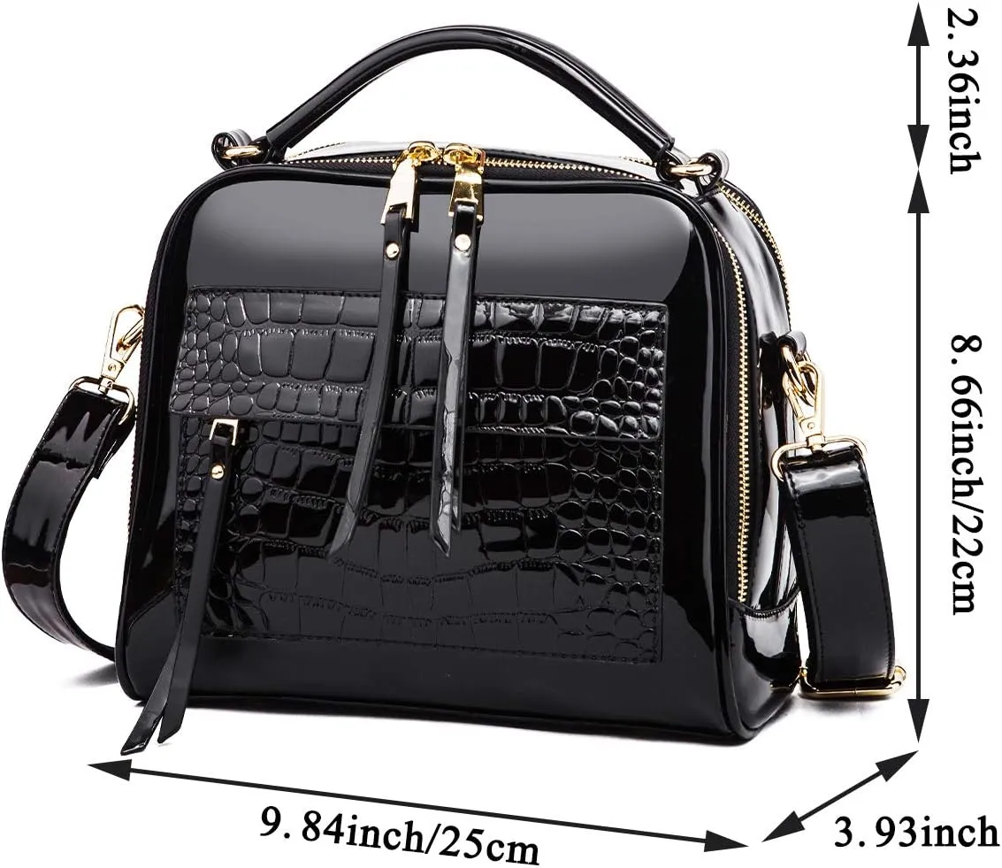 Chikencall Women Patent Leather Handbag and Purses PU Satchels Shoulder Bags Crossbody Bags